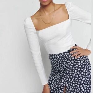 Reformation khloe white linen long sleeve top 6 new